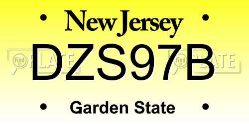 DZS97B New Jersey License Plate