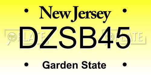 DZSB45 New Jersey License Plate