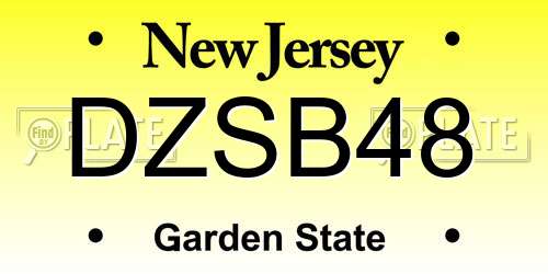 DZSB48 New Jersey License Plate