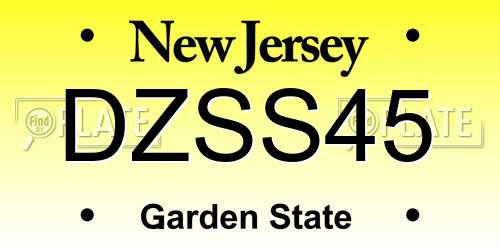 DZSS45 New Jersey License Plate