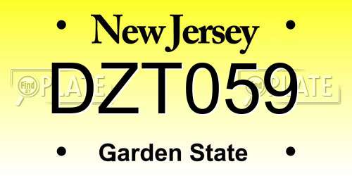 DZT059 New Jersey License Plate