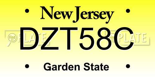DZT58C New Jersey License Plate