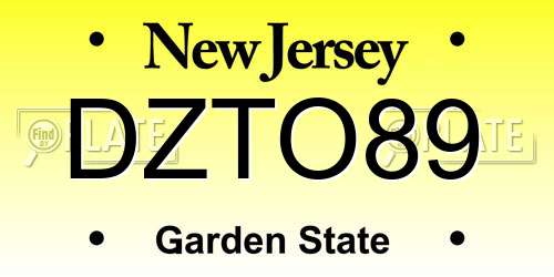 DZTO89 New Jersey License Plate
