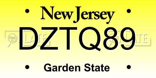 DZTQ89 New Jersey License Plate