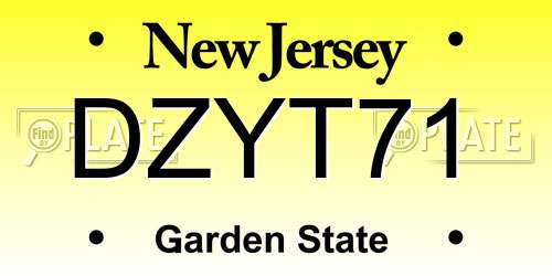 DZYT71 New Jersey License Plate