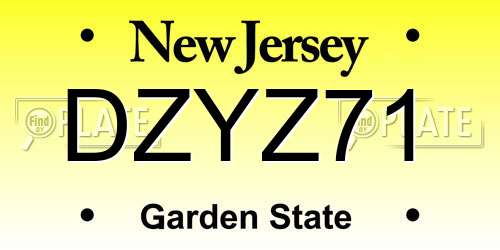 DZYZ71 New Jersey License Plate