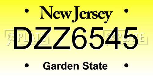 DZZ6545 New Jersey License Plate
