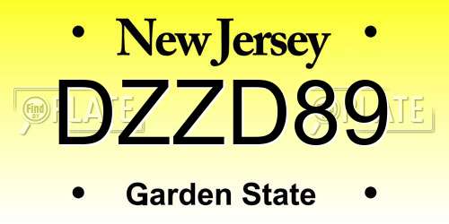 DZZD89 New Jersey License Plate