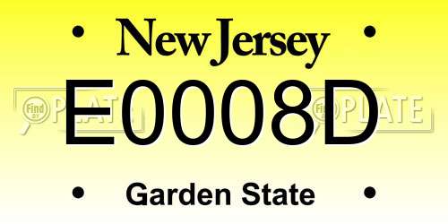 E0008D New Jersey License Plate