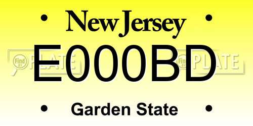 E000BD New Jersey License Plate