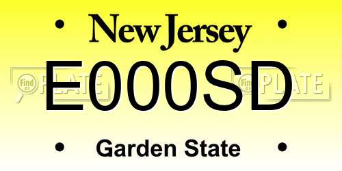 E000SD New Jersey License Plate