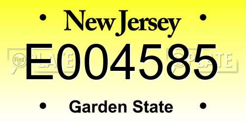 E004585 New Jersey License Plate