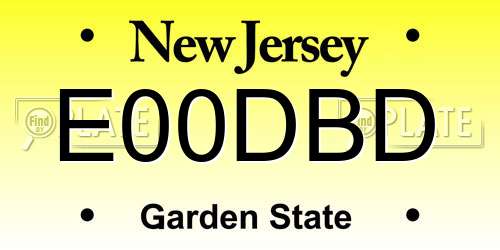 E00DBD New Jersey License Plate