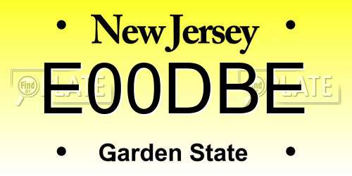 E00DBE New Jersey License Plate