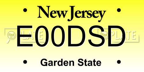 E00DSD New Jersey License Plate