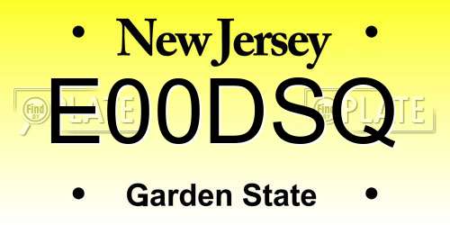 E00DSQ New Jersey License Plate