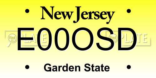 E00OSD New Jersey License Plate