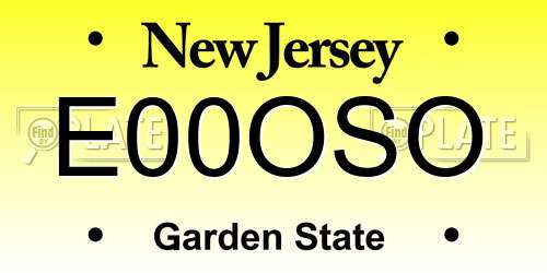 E00OSO New Jersey License Plate