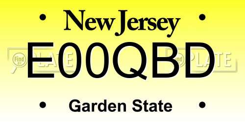 E00QBD New Jersey License Plate