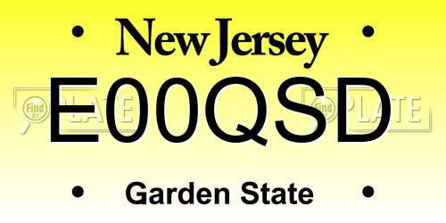 E00QSD New Jersey License Plate