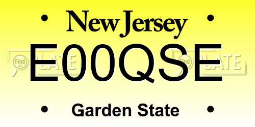 E00QSE New Jersey License Plate