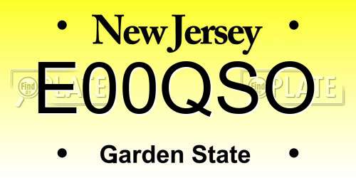 E00QSO New Jersey License Plate