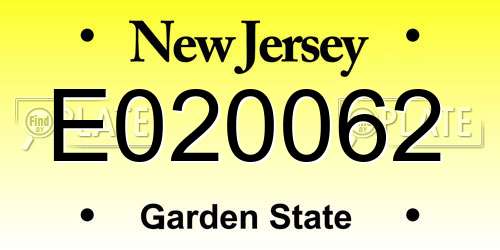 E020062 New Jersey License Plate