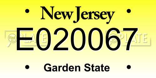 E020067 New Jersey License Plate