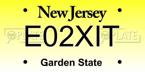 E02XIT New Jersey License Plate