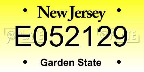 E052129 New Jersey License Plate