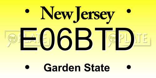 E06BTD New Jersey License Plate