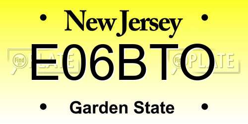 E06BTO New Jersey License Plate
