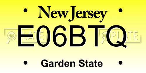 E06BTQ New Jersey License Plate