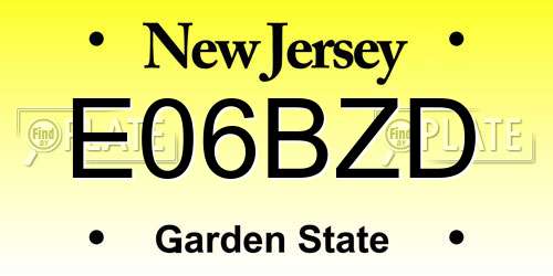 E06BZD New Jersey License Plate