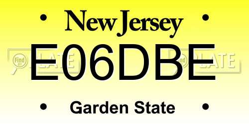 E06DBE New Jersey License Plate