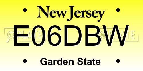 E06DBW New Jersey License Plate