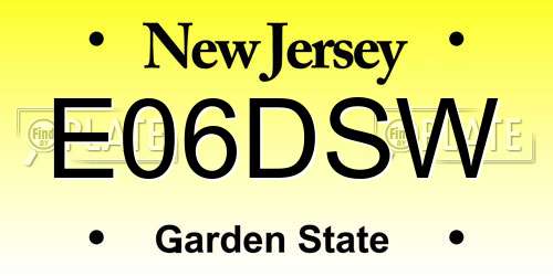 E06DSW New Jersey License Plate