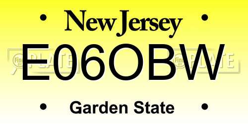 E06OBW New Jersey License Plate