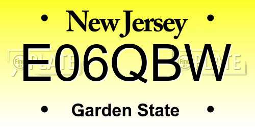 E06QBW New Jersey License Plate