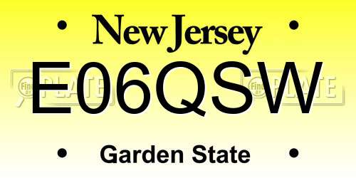 E06QSW New Jersey License Plate