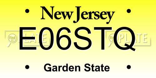 E06STQ New Jersey License Plate
