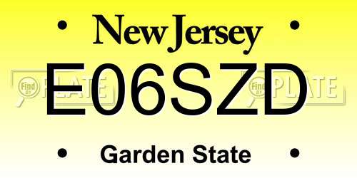 E06SZD New Jersey License Plate