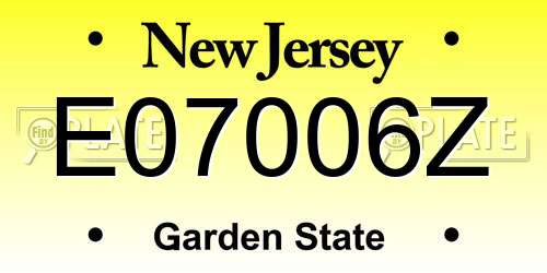 E07006Z New Jersey License Plate