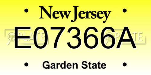 E07366A New Jersey License Plate