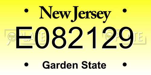 E082129 New Jersey License Plate