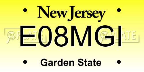 E08MGI New Jersey License Plate