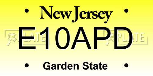 E10APD New Jersey License Plate