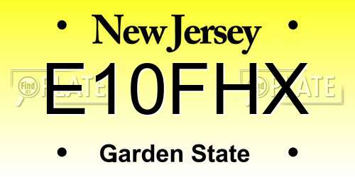 E10FHX New Jersey License Plate