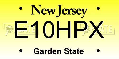 E10HPX New Jersey License Plate
