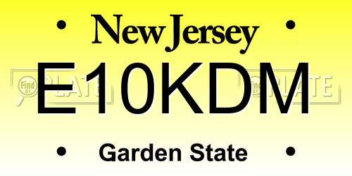 E10KDM New Jersey License Plate